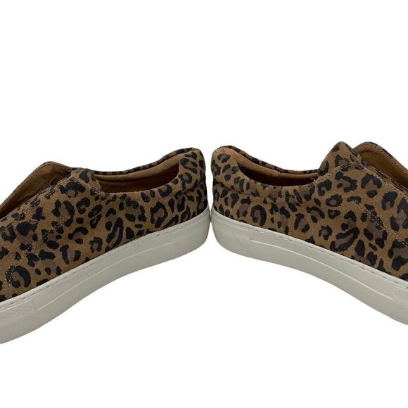 J/Slides Women's Slip On Sneakers Shoes Brown Casual Leopard Print Leather 7 M - Picture 3 of 10